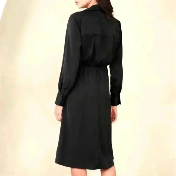 BANANA REPUBLIC SATIN TIE-FRONT MIDI SHIRTDRESS - Picture 2 of 10